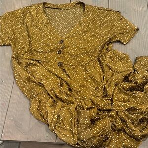 SHEIN Mustard Yellow Polka Dot Maxi Dress